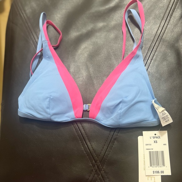 L*Space Seam-Free Finneas Bikini Top Blue/Pink -XS- NWT New with Tags! - Picture 8 of 16